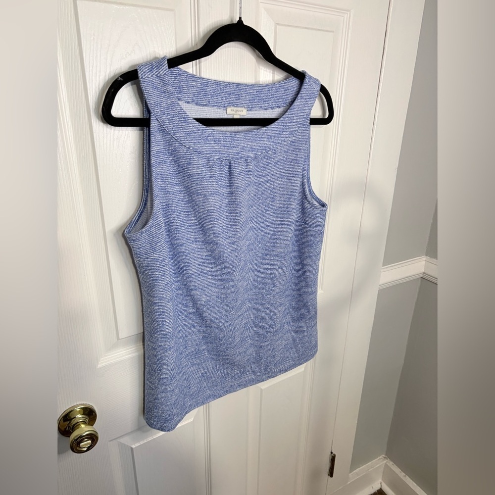 Talbots Sleeveless Jacquard Top – Blue & White Nautical Print – Size L - Picture 3 of 9